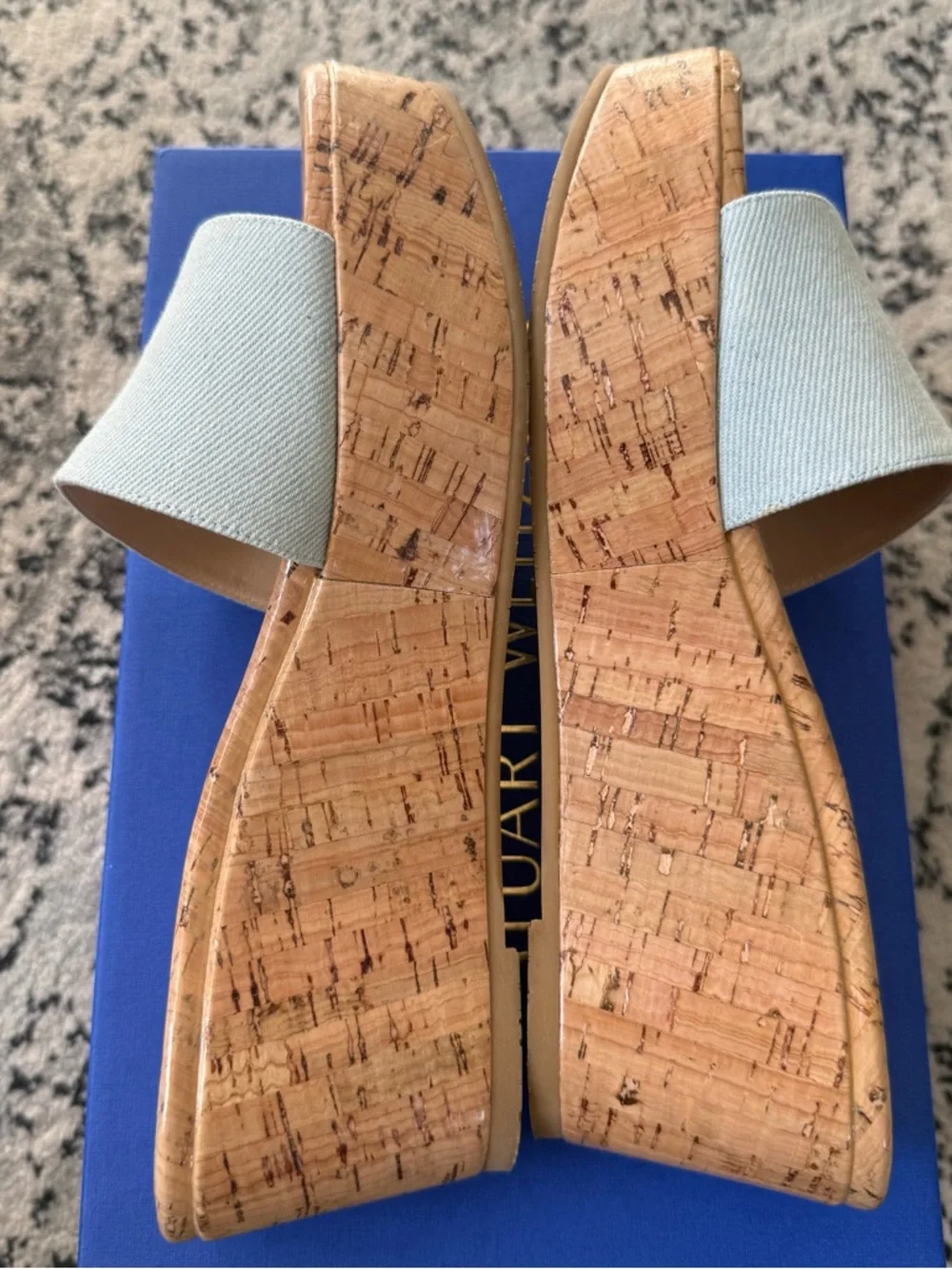 Stuart Weitzman Summer Wedge Heel Vintage Denim Cork Women’s Size 7 / 37.5 - Picture 14 of 15